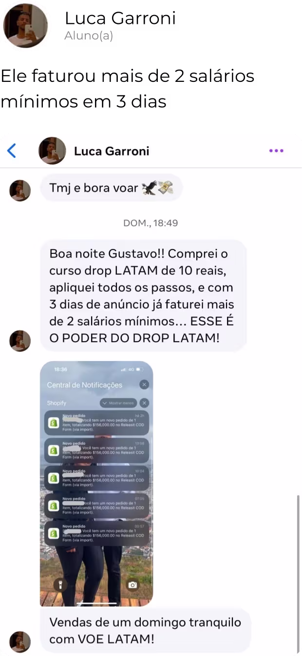Print de aluno — resultado com o método